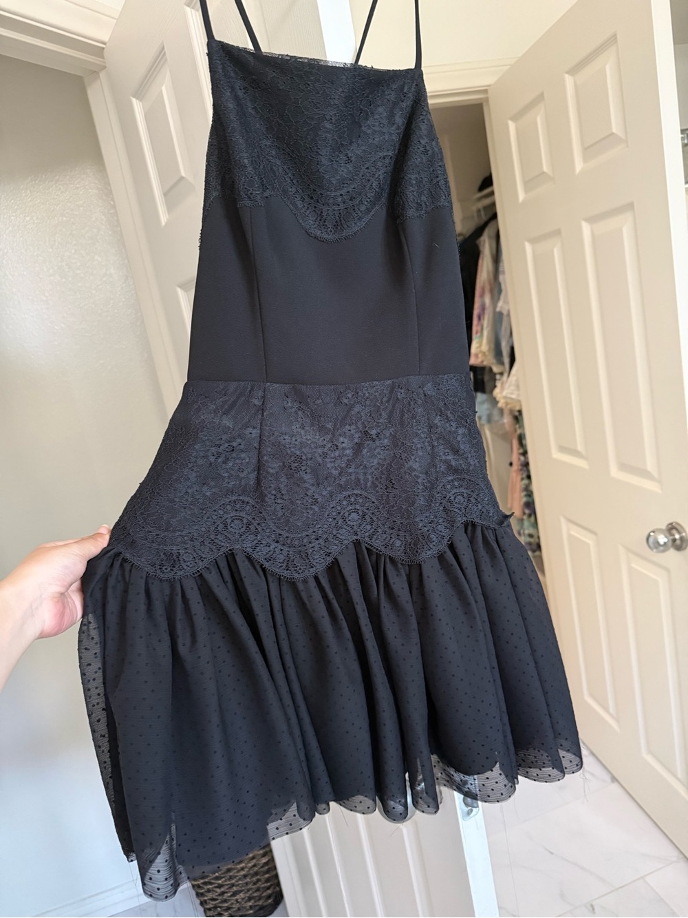 NWT BCBGeneration Black Lace-Trim Mini Dress